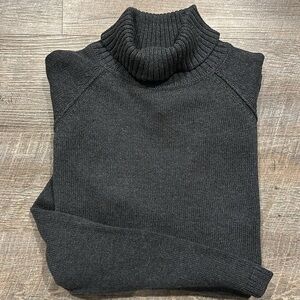 Jeanne Pierre charcoal, gray turtleneck, tunic, cotton sweater, size medium